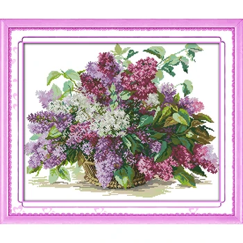 

Everlasting Love Flower Lilac Ecological Cotton Cross Stitch 14CT Stamped Printed DIY Gift Product Christmas Wedding Decoration