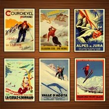 Póster de viaje de Deportes de esquí Vintage chamonix mont blanc pinturas clásicas en lienzo pósteres de pared pegatinas decoración del hogar regalo