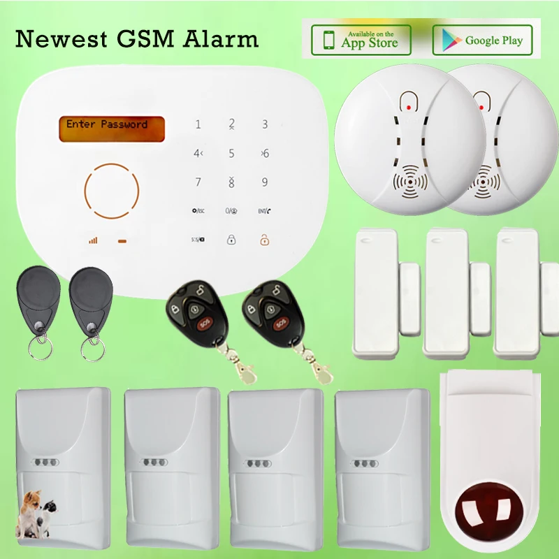 

Android Iphone Controlled Wired Wireless GSM Home Office Security Alarm System w Pet Friendly Motion Detector and Exterior Siren