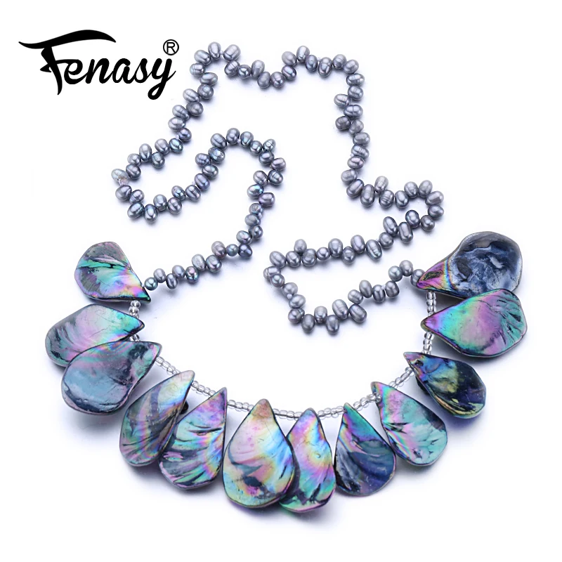 

FENASY Bohemian charm design pearl necklace, long necklace, double wearing method fine jewelry Profiled pearl jewelry necklace