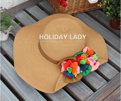 Новая модная шляпа с цветами и солнышками, летние женские шапки, широкий большой край, женская шляпа, летняя