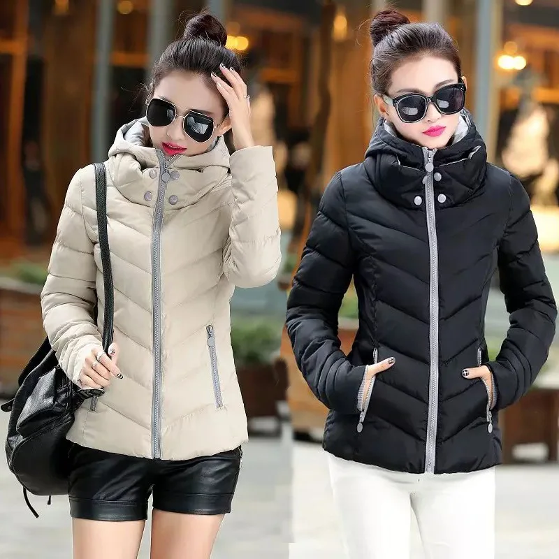 ФОТО freeshipping women Winter coat fashion slim short cotton padded jacket thick plus size hooded parkas casacos de inverno feminino