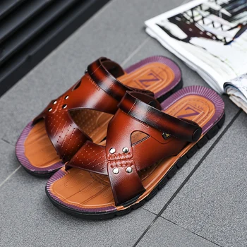 

Hiking Sandals Men Summer Outdoor Classic Leather Sport Sandals slip on Lightweight Beach Men Shoes Sandalias Hombre Deportivas