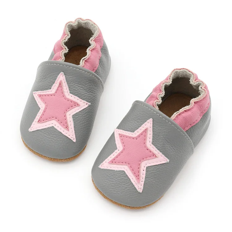 Новая мягкая обувь для мальчика, детские мокасины из натуральной кожи, слипоны с героями мультфильмов, детская обувь для девочек - Цвет: Gray Star