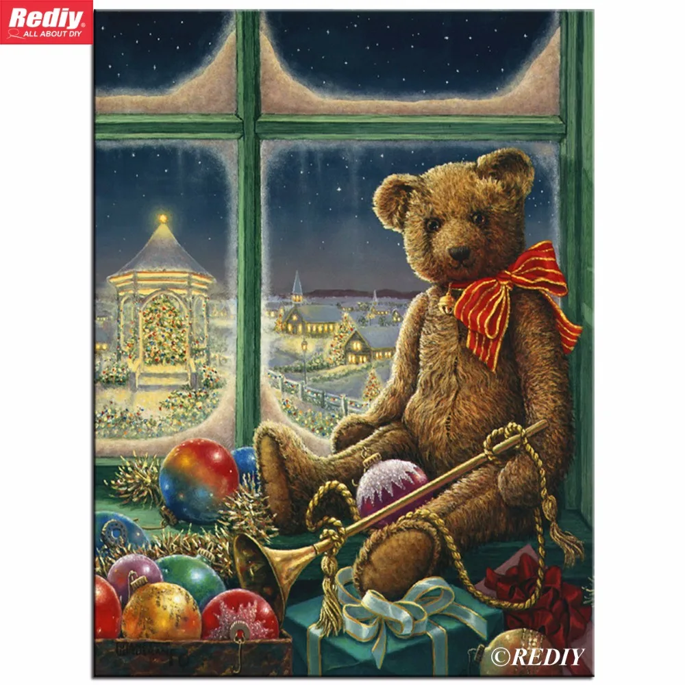

Mosaic Pattern DIY Diamond Painting Crystal Christmals Teddy 3D Full Round Rhinestone Cross Stitch Decorative Diamond Embroidery