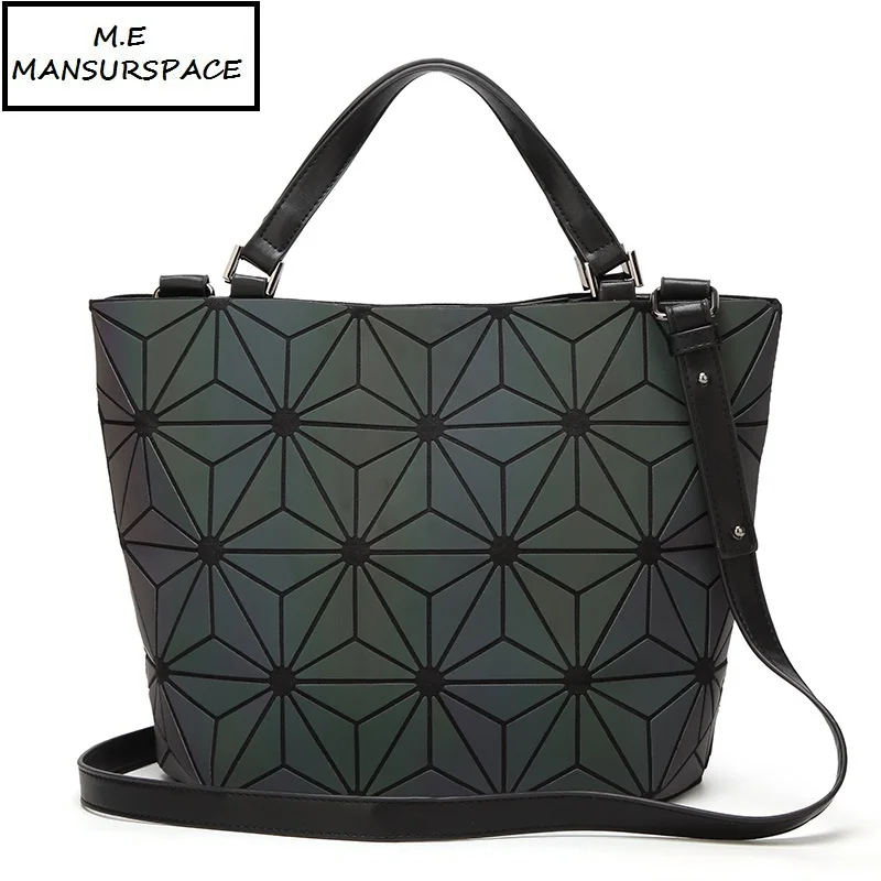 

MANSURSPACE Women Luminous sac bao Bag Diamond Tote Geometry Quilted irregular Shoulder Bags Folding Handbags bolso