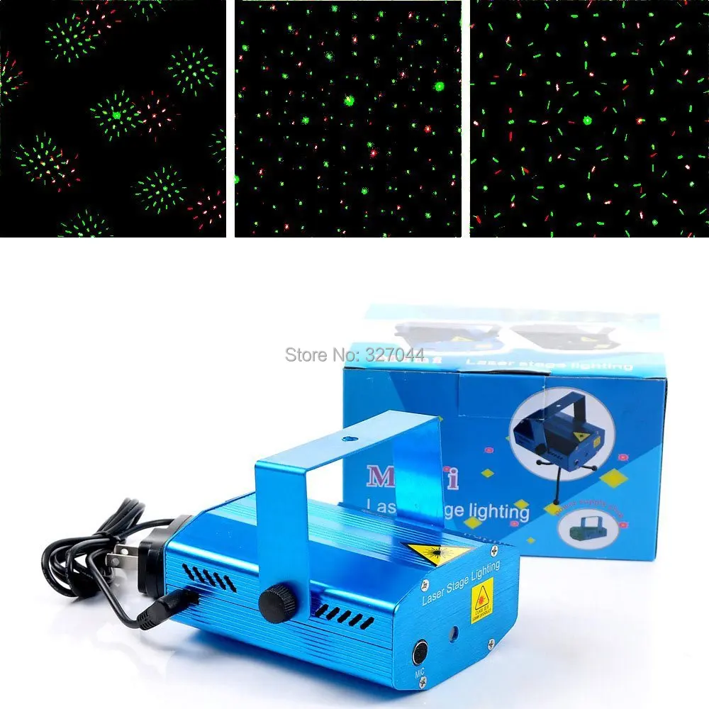 

Mini Mixed Red&Green Stage Lighting Projector Spotlight Sound/ Music Active DJ Equipment for Disco Lights Club Party-Blue