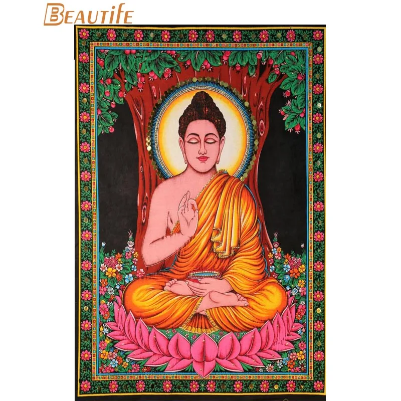 

Custom Buddha Silk Fabric poster Home Decoration Wall Art New Cloth Silk Fabric wall poster print