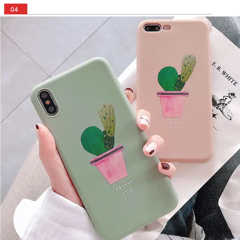 Silicone Cactus Cute Case For iPhone 8 8plus 7 7 Plus Cases Soft Phone Case For iphone 6 s 6s Plus X XR XS Max Cases Cover Coque (17)