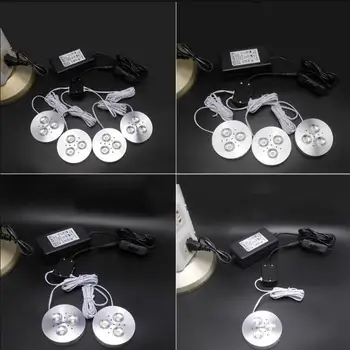 

Hot sale12W 18W 27W Led Puck Light Warm Cold White Kitchen Under Cabinet Lights 4pcs/6pcs/9pcs lamps+1splitter+ 1 power adapter