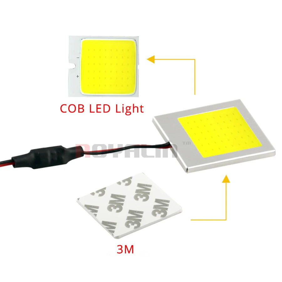 ROYALIN T10 W5W BA9S C3W C5W C10W Festoon COB светодиодный светильник для чтения панель s