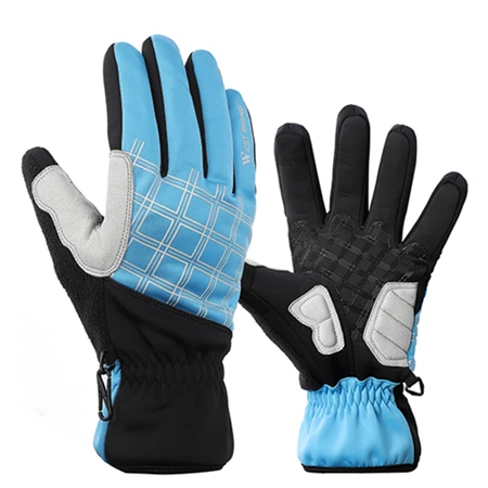Зимние перчатки для велоспорта на Западном велосипеде, теплые флисовые термо велосипедные перчатки с сенсорным экраном, MTB велосипедные спортивные походные лыжные Мотоциклетные Перчатки - Цвет: blue