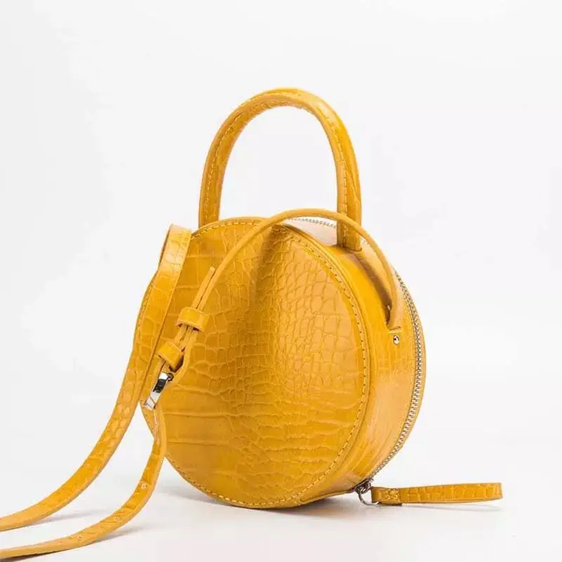 

Brand New Crocodile Bag Mini Round Crossbody Bags Women Casual Yellow Shoulder Bag Small Female Zipper Bag Bolsas Feminina