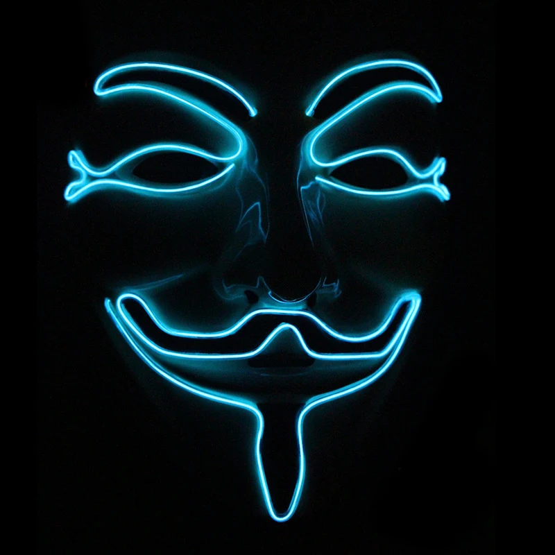 

Anonymous Mask Vendetta EL Wire Masks Flashing Cosplay anime Led Mask Costume For Carnival Party Glowing Dance Halloween Props