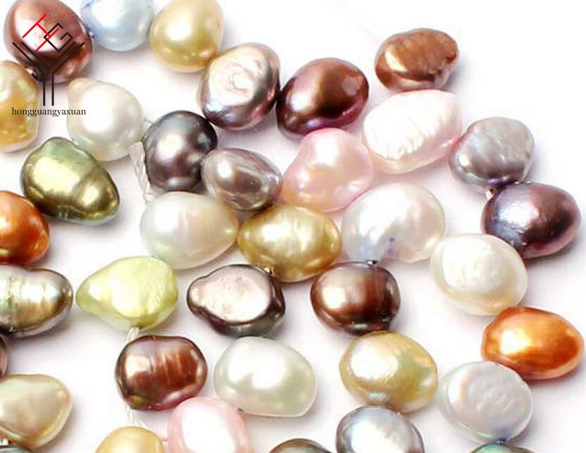 One Strands Real Pearl 8mm Bright Colorful Multi color Pearl Irregular ...