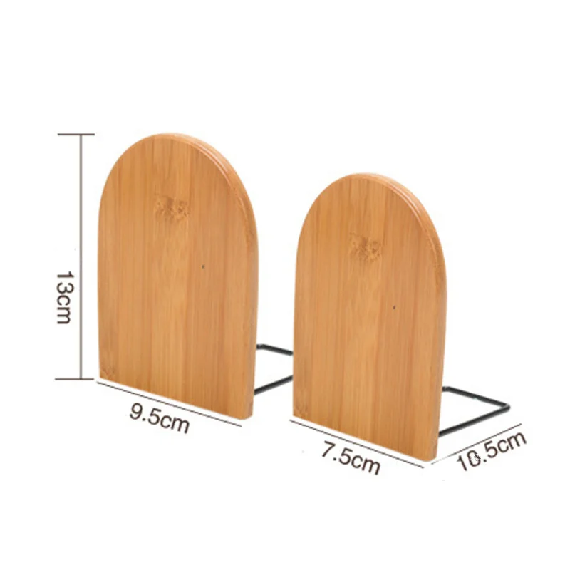 1Pcs Wood+Iron Book End Shelf Bookend Holder Office School Supplies Accessory