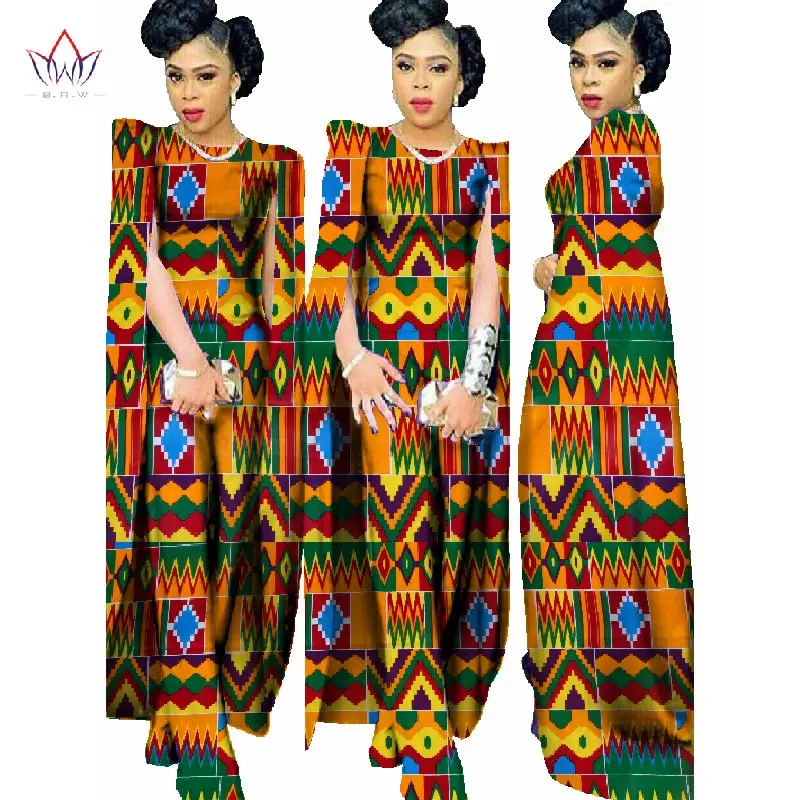 2018 Podzimní africký vosk Tisk Rompers Jumpsuit Bazin Africký styl oblečení pro ženy Dashiki Cotton Fitness Jumpsuit WY102