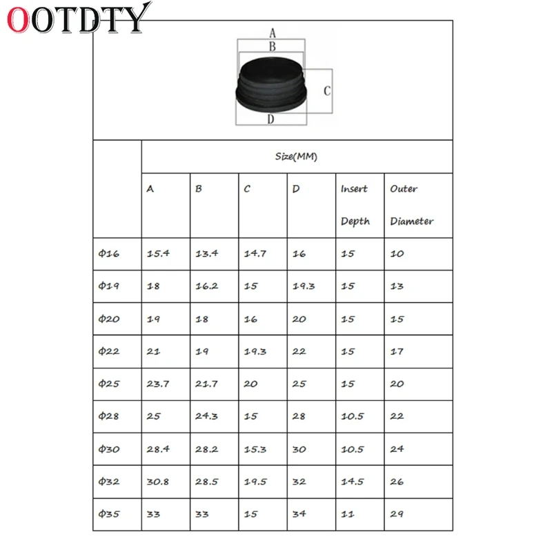 OOTDTY 10 шт черные пластиковые ножки для мебели заглушка для круглых труб