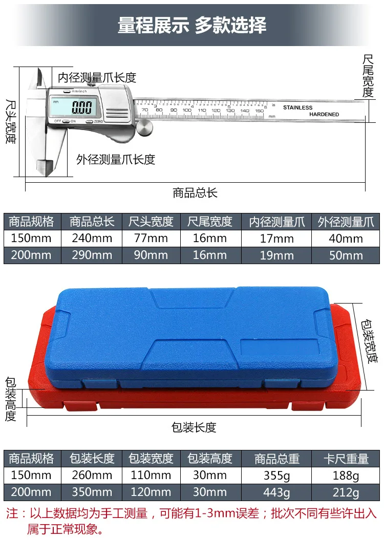 Высокоточный 0,01 мм техническая нержавеющая сталь электронный цифровой дисплей штангенциркуль 0-150 мм/-200 мм полностью металлическая линейка