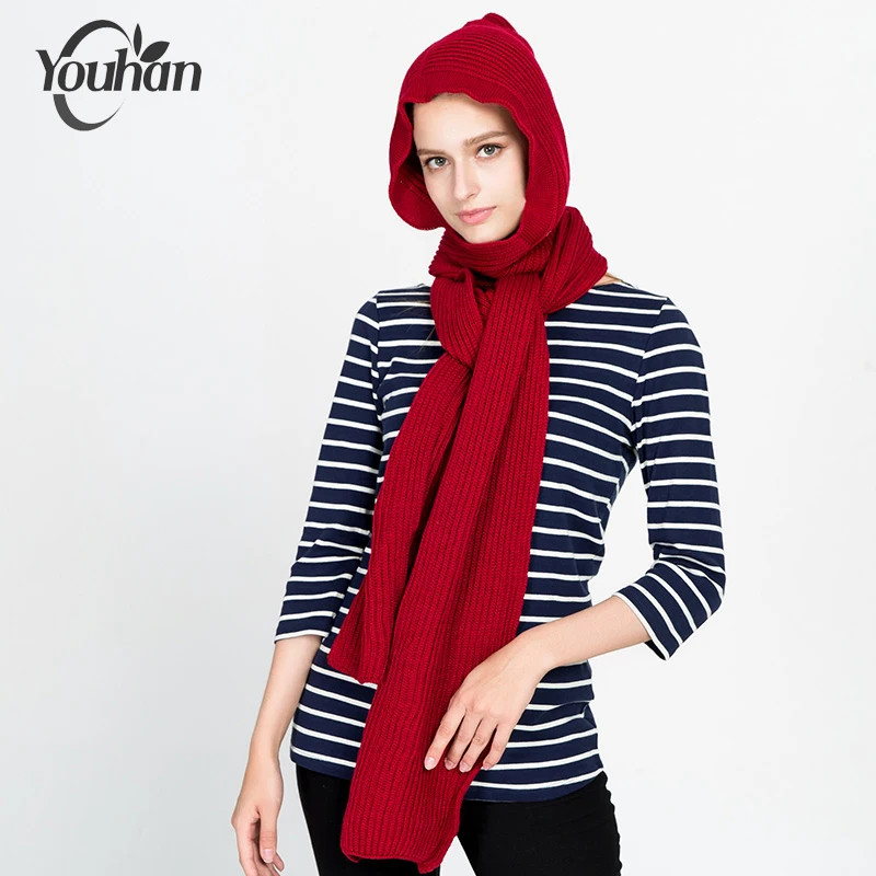 YOUHAN 2018 Women Scarf Cap Luxury Brand Cotton Wool Ponchos Hat