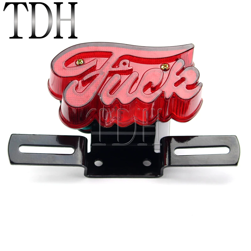 

Universal Motorcycle Retro Red Taillight Brake Stop Light License Plate Lamp Rear Light For Softail Custom Chopper Bobber