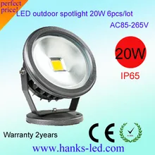 6 шт. 20 Вт высокой мощности Мощность Водонепроницаемый IP65 светодиодный светильник, осветительная лампа для наружного применения, влагостойкий светильник прожектор фара