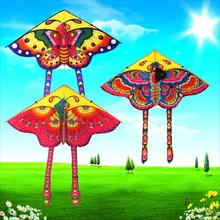 Outdoor kite new 90cm rain silk butterfly triangle kite children cartoon with 50 meters kite line.1 random delivery