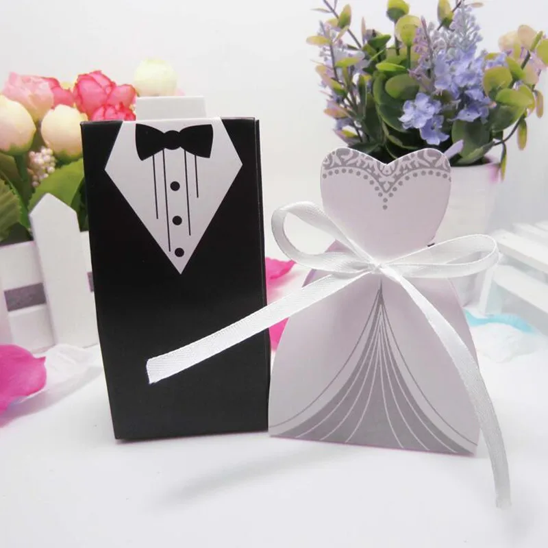 5 pairs Wedding Favor Dress & Tuxedo Bride Candy Favor Box Creative