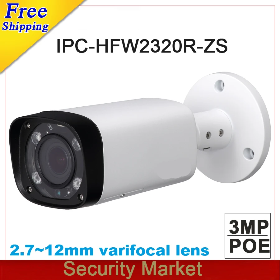 

Original dahua IPC-HFW2320R-ZS Bullet Network Camera replace IPC-HFW2300R-Z 3MP POE IR IP Camera VF lens CCTV Camera
