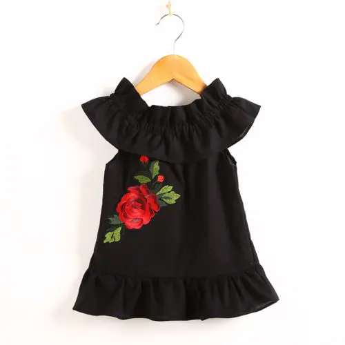 

Newborn Kid Baby Girls Rose Flower Summer Party Dress Sundress Clothes 0-24M