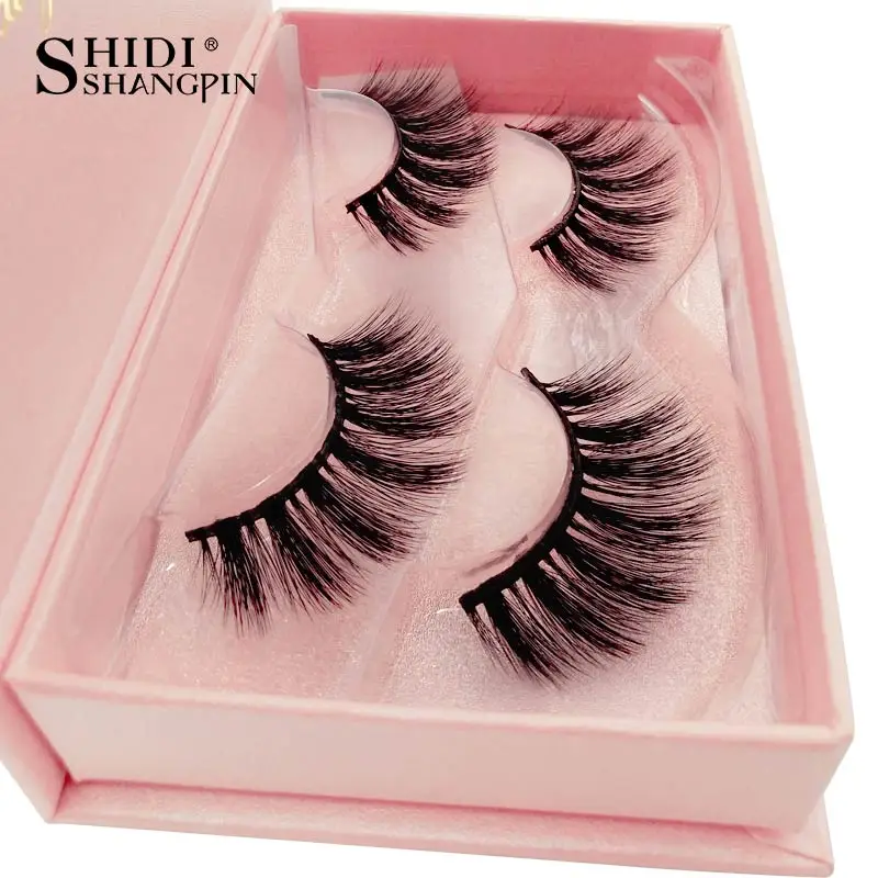 

SHIDISHANGPIN 2 pairs 3d mink lashes hand made makeup false eyelash natural long eyelashes 3d mink makeup full strip lashes #802