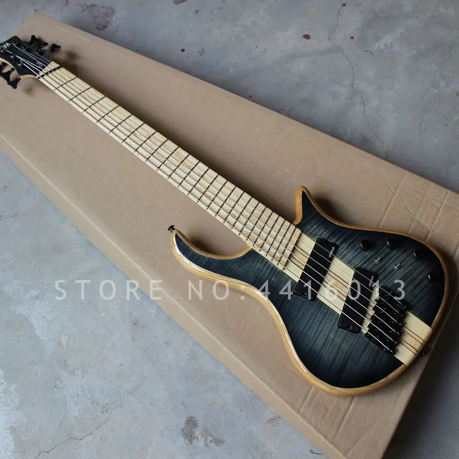 2018 Фабричный изготовленный на заказ Mayones 6 струн басов с шеей через тело клен гриф