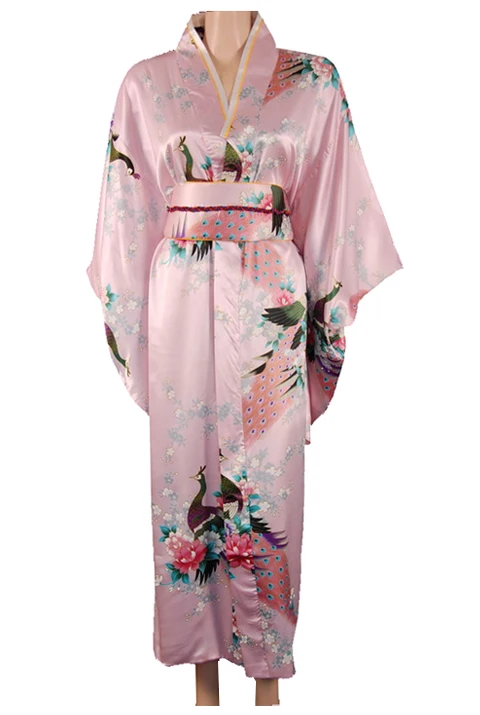 Черный Винтаж японский Для женщин кимоно юката хаори с Оби сцены костюм классический Азии Костюмы один размер H0030