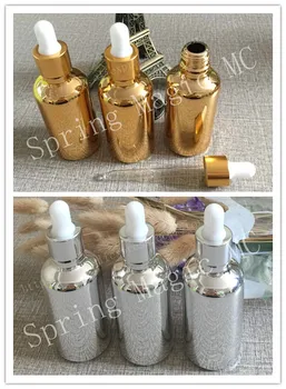 

Wholesale 50ml Gold Silver Essential Oil glass dropper bottles,empty essence bottle,Eye cream cosmetics containers,glass bottle,