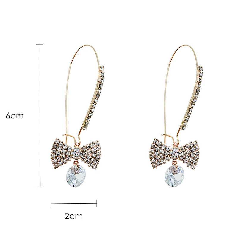 

Bow ear hook female temperament personality wild retro earrings long cold wind earrings
