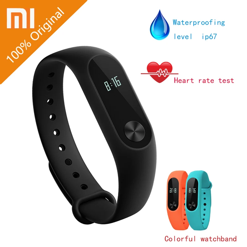 Оригинальный Xiaomi mi Band 2 Смарт фитнес Браслет часы браслет band OLED тачпад монитор сна