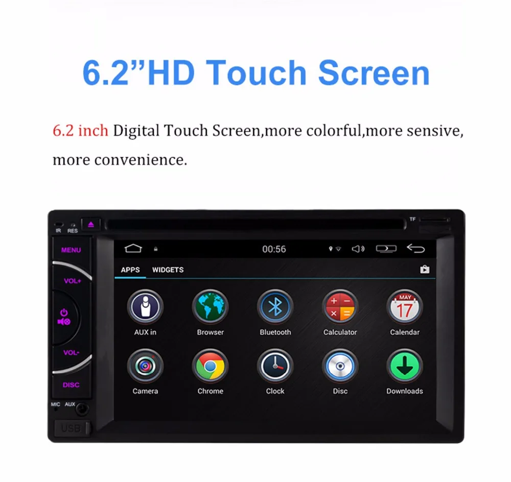 Sale 6.2" Universal Android 6.0 Quad Core Car DVD Player GPS Navigation BT Stereo Radio RDS DAB+ Audio Video 2Din Double 2 Din Audio 3