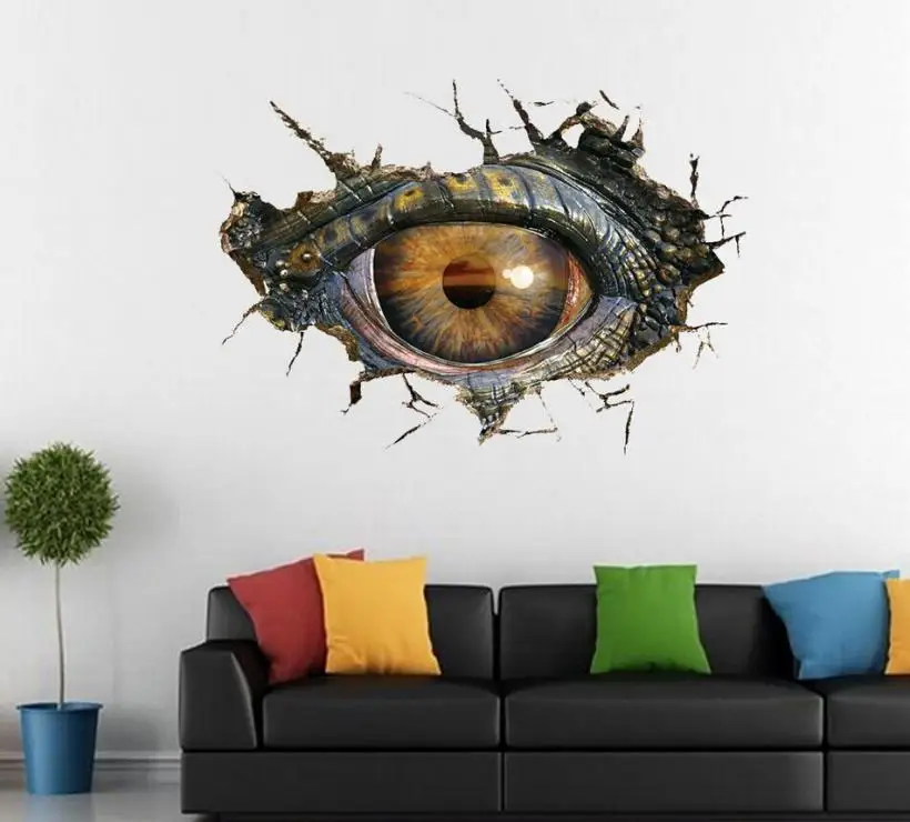 Настенная Наклейка для гостиной спальни фон Простой Большой глаз динозавра 3D настенная наклейка s декоративная креативная Съемная стена Apr9