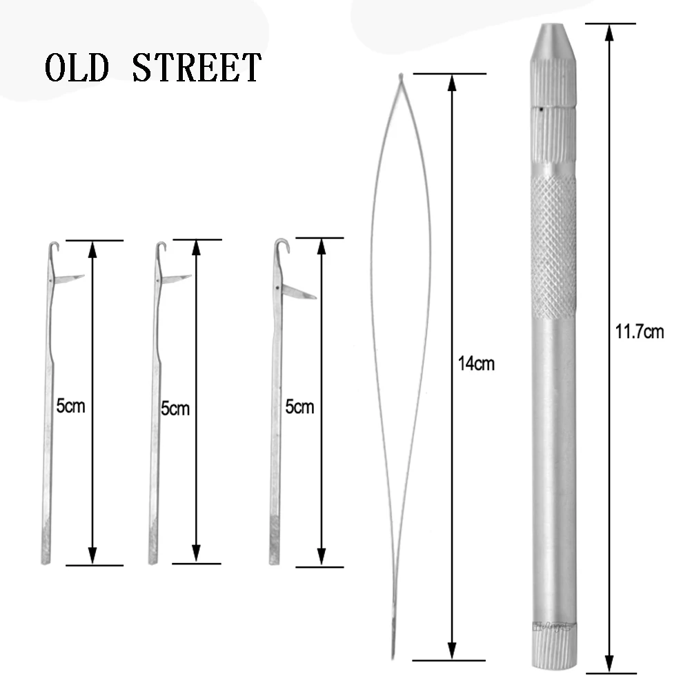 Aluminum Hook Needle Wig Making Tools Ventilation Needles For Lace Wigs Micro Ring Hair Crochet Needles Kit 3 Hook + 1 Loop crochet hooks lace wig needles
