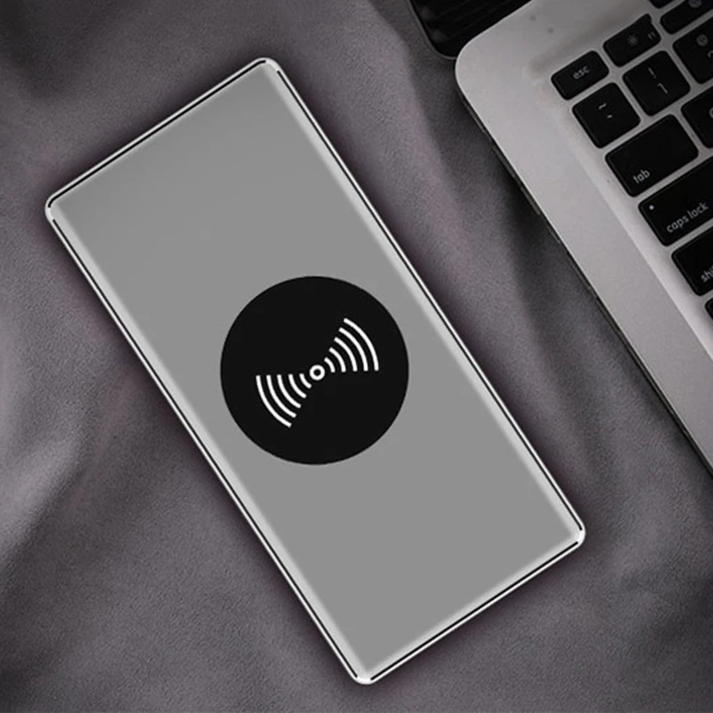 QI беспроводной банк питания 10000 mAh двойной USB внешний аккумулятор портативный