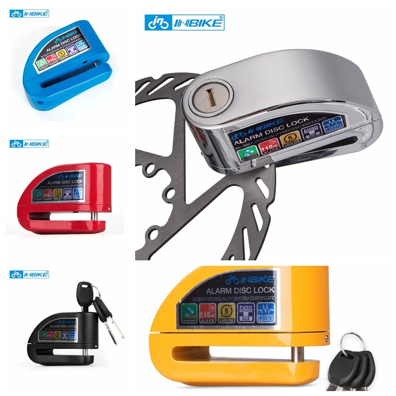 INBIKE Bike Alarm Disc Lock Anti-theft Brake Disc Security Alarm Electron Lock 6mm Pin for Motorcycle Motorbike Safety Bicycle