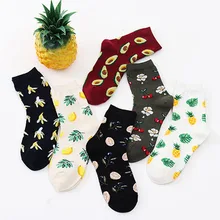 Харадзюку милые Фламинго/авокадо/ананас новинка носки для женщин каваи животных фрукты носки растения забавные Calcetines Mujer