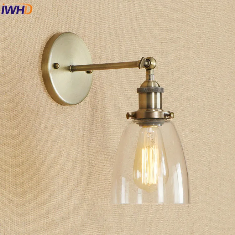 IWHD Edison светодиодный крепления настенного светильника промышленный Винтаж чердак стиль настенные светильники Домашнее освещение стекло абажур E27 4 Вт прикроватные бра