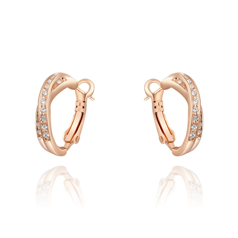 

Romad Rose Gold Earrings Austrian crystal Round Women Hoop Earrings Geometric Circle Jewelry Accessories earrings with stones Z3