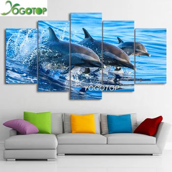 

YOGOTOP DIY Diamond Painting Cross Stitch Kits Full Diamond Embroidery 5D Diamond Mosaic Home decor dolphin 5pcs ML206