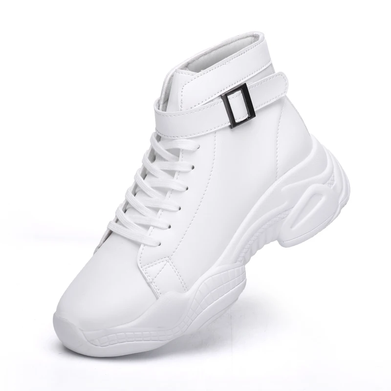 

2019 Women High top Dance height increase Boots Ankle Comfortable Boots Female High Quality Botas Mujer Lace-Up