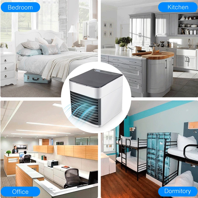  New Car Air Cooling Fan Mini USB Portable Air Conditioner Built-in LED Lamp Auto Cooler Air Fan Car - 33057400788