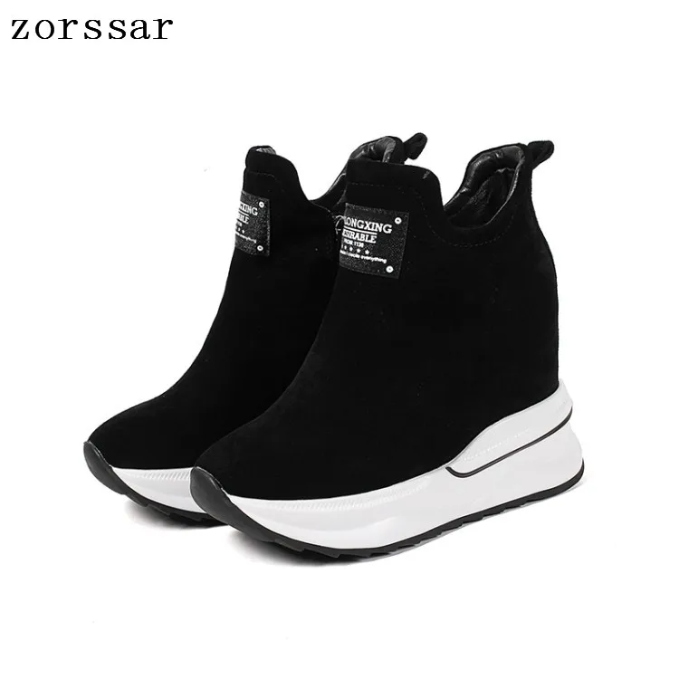 Frauen Heel Zunehmende Wildleder Neue Keile 2018 grau {zorssar} Stiefeletten High Schuhe Stiefel Schwarzes Höhe Plattform Winter Leder 8XPEXqxw