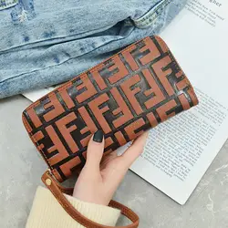 Бренд кожаный кошелек для леди высокого качества дизайнерская молния длинный кошелек для леди держателя карты леди кошелек