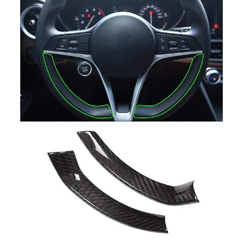 

Real Carbon Fiber Style Steering Wheel Decoration Frame Strip Cover Trim For Alfa Romeo Giulia Stelvio 2017 2018 Car Accessory